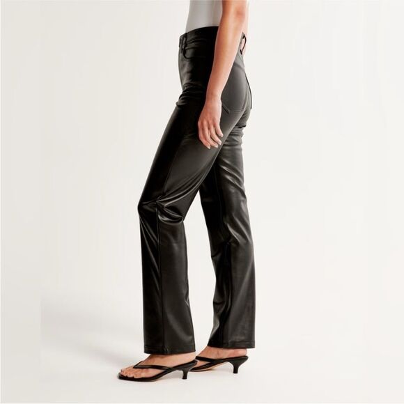 ABERCROMBIE & FITCH | Vegan Leather 90s Straight Ultra Hi Rise Pants Women’s 10 - Picture 3 of 13